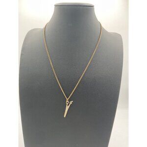 Gold Scissor Pendant Necklace With Spring Ring Clasp Closure